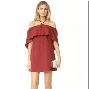 ALICE + OLIVIA RED JADA CAPED‎ DRESS